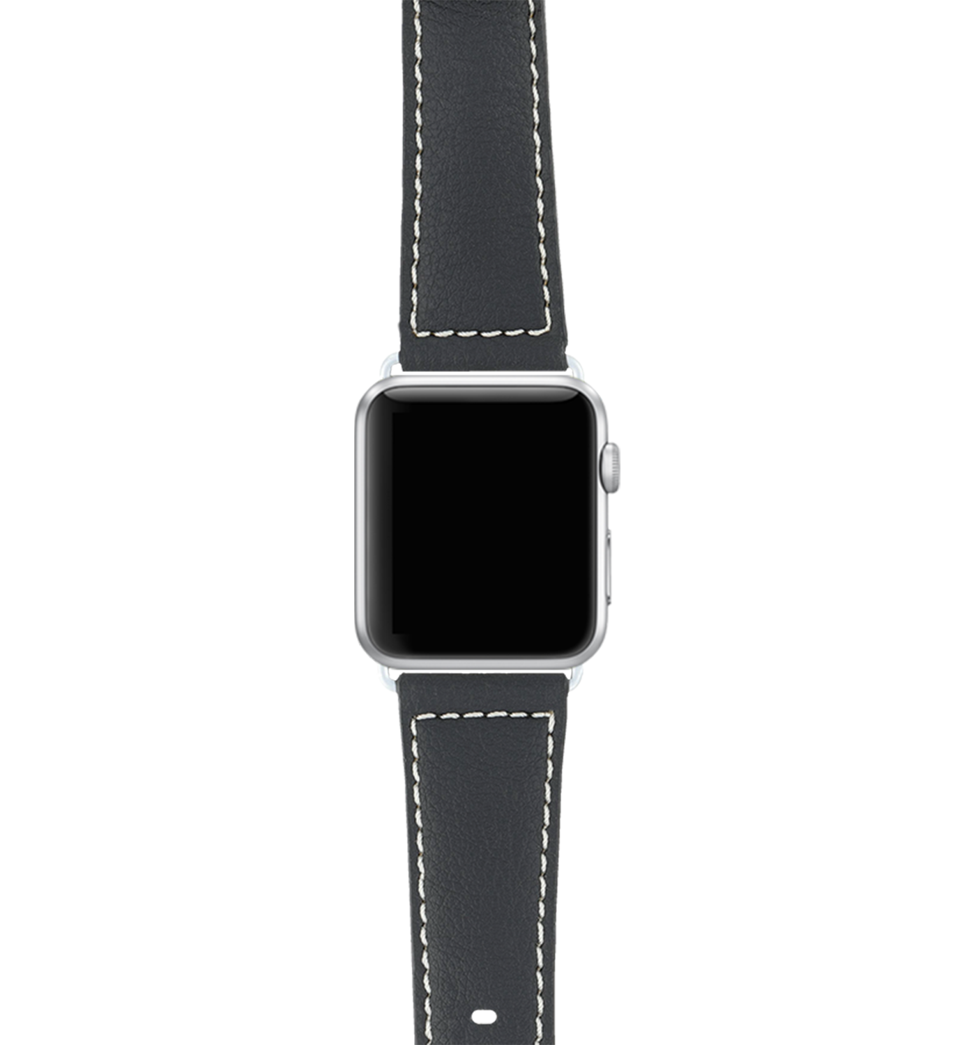 Apple Watch Strap black with contrast stitching in vegan pineapple leather
