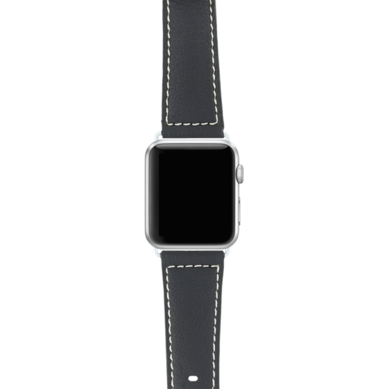 Apple Watch Strap black with contrast stitching in vegan pineapple leather